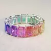 12ctw Radiant Cut Multicolor Sapphire Rainbow Eternity Ring