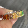 12ctw Radiant Cut Multicolor Sapphire Rainbow Eternity Ring