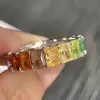 12ctw Radiant Cut Multicolor Sapphire Rainbow Eternity Ring
