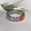 12ctw Radiant Cut Multicolor Sapphire Rainbow Eternity Ring