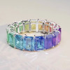 12ctw Radiant Cut Multicolor Sapphire Rainbow Eternity Ring