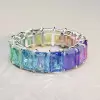 12ctw Radiant Cut Multicolor Sapphire Rainbow Eternity Ring