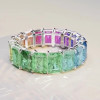 12ctw Radiant Cut Multicolor Sapphire Rainbow Eternity Ring