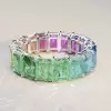 12ctw Radiant Cut Multicolor Sapphire Rainbow Eternity Ring