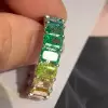 12ctw Radiant Cut Multicolor Sapphire Rainbow Eternity Ring