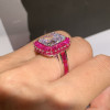 6ct Emerald Cut White Sapphire Ruby Vintage Cocktail Ring
