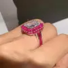 6ct Emerald Cut White Sapphire Ruby Vintage Cocktail Ring