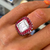 6ct Emerald Cut White Sapphire Ruby Vintage Cocktail Ring