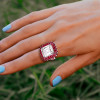 6ct Emerald Cut White Sapphire Ruby Vintage Cocktail Ring