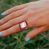 6ct Emerald Cut White Sapphire Ruby Vintage Cocktail Ring