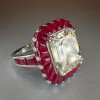 6ct Emerald Cut White Sapphire Ruby Vintage Cocktail Ring