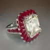 6ct Emerald Cut White Sapphire Ruby Vintage Cocktail Ring