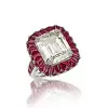 6ct Emerald Cut White Sapphire Ruby Vintage Cocktail Ring