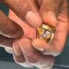 6ct Emerald Cut White Sapphire Sandblasted Engagement Ring