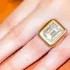 6ct Emerald Cut White Sapphire Sandblasted Engagement Ring