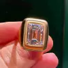 6ct Emerald Cut White Sapphire Sandblasted Engagement Ring