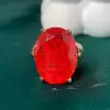 15ct Large Oval Cut Ruby Flush Set Shank Cocktail Ring