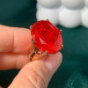 15ct Large Oval Cut Ruby Flush Set Shank Cocktail Ring