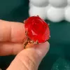 15ct Large Oval Cut Ruby Flush Set Shank Cocktail Ring