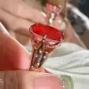 15ct Large Oval Cut Ruby Flush Set Shank Cocktail Ring