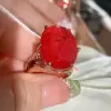 15ct Large Oval Cut Ruby Flush Set Shank Cocktail Ring