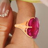 15ct Large Oval Cut Ruby Flush Set Shank Cocktail Ring