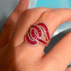 4ctw Baguette Cut Ruby Bypass Cocktail Ring