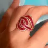4ctw Baguette Cut Ruby Bypass Cocktail Ring