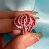 4ctw Baguette Cut Ruby Bypass Cocktail Ring