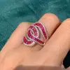 4ctw Baguette Cut Ruby Bypass Cocktail Ring