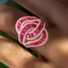 4ctw Baguette Cut Ruby Bypass Cocktail Ring