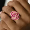 4ctw Baguette Cut Ruby Bypass Cocktail Ring