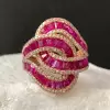 4ctw Baguette Cut Ruby Bypass Cocktail Ring