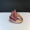 4ctw Baguette Cut Ruby Bypass Cocktail Ring
