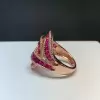 4ctw Baguette Cut Ruby Bypass Cocktail Ring