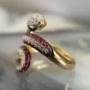 3ctw Ruby and White Sapphire Three Tone Snake Cocktail Ring