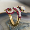 3ctw Ruby and White Sapphire Three Tone Snake Cocktail Ring