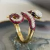 3ctw Ruby and White Sapphire Three Tone Snake Cocktail Ring