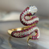 3ctw Ruby and White Sapphire Three Tone Snake Cocktail Ring
