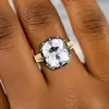 5.6ct Cushion Cut White Sapphire Vintage Engagement Ring