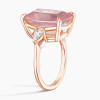 8ct Cushion Cut Dark Pink Quartz Three Stone Cocktail Ring