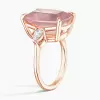 8ct Cushion Cut Dark Pink Quartz Three Stone Cocktail Ring