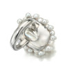 5.3ct Emerald Cut White Sapphire Pearl Halo Cocktail Ring