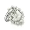 5.3ct Emerald Cut White Sapphire Pearl Halo Cocktail Ring