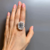 5.3ct Emerald Cut White Sapphire Pearl Halo Cocktail Ring
