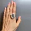 5.3ct Emerald Cut White Sapphire Pearl Halo Cocktail Ring