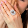 5.3ct Emerald Cut White Sapphire Pearl Halo Cocktail Ring