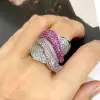 5ctw White and Pink Sapphire Paved Bold Cocktail Ring