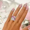 5ctw White and Pink Sapphire Paved Bold Cocktail Ring