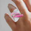 5ctw White and Pink Sapphire Paved Bold Cocktail Ring